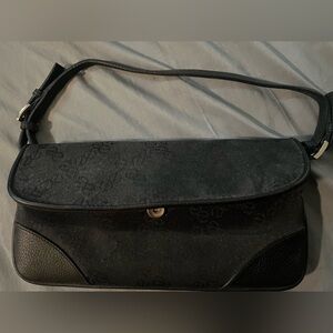 Express Black Fabric Mini Shoulder Bag Purse w/ Buckle Strap